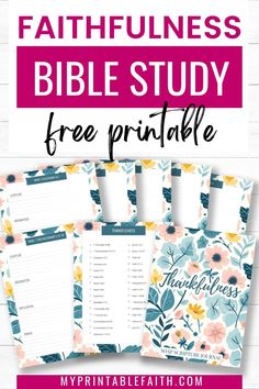 the printable bible study is shown with flowers on it and text that reads, free print