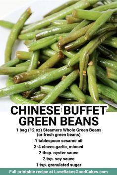 green beans on a plate with instructions for how to cook them