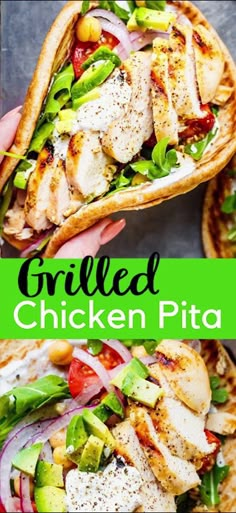 grilled chicken pita with avocado, tomatoes, and lettuce