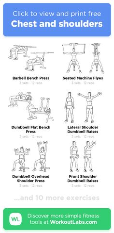 an exercise poster with the instructions for how to do chest and shoulder exercises in different positions