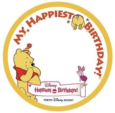 a winnie the pooh birthday sticker with an image of two pooh bears