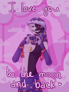 an image of a cartoon character with the words i love you to the moon and back