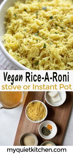 vegan rice - a - roni stove or instant pot is an easy and delicious side dish