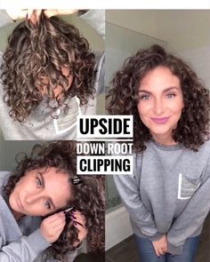 Upside down, dry root clipping 🔊 ⁣ The longer my hair gets the more I need to work with it upside down to get the most volume possible at… Hair Volume Clips, Hair Volume, Curly Girl