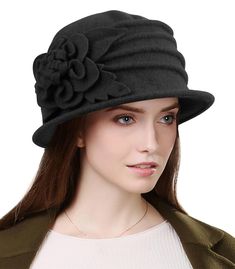 PRICES MAY VARY. Material: The women beret hat made of wool which is high quality material for warmth, durability and comfort. Head circumference: 56-58cm/22-22.8inch. One size fits most people. Classic French Vintage Floral Style: Handmade item, complex 3D floral patterns, comfortable and easy to wear in this style winter dress hat. Lightweight and soft.looks more stylish. Various Options: Supplied with choice of colours to meet the requirements of customers. It is easy to match with casual or Hat French, Wool Cloche Hat, Cold Weather Hats, Crochet Beret, Hats Women, Style Français, French Floral, News Boy Hat, Cloche Hat