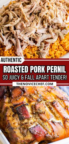 this is an image of roasted pork peril and rice