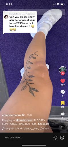 someone is getting their leg tattooed with flowers on the side and texting, can you please show a better angle of your love it and want it?