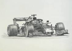 a drawing of a racing car on a track