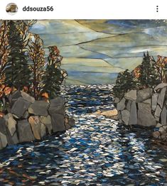 an image of a painting that looks like it is made out of glass and rocks