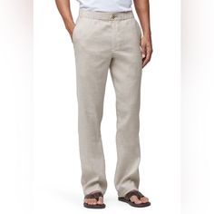 Bnwt. No Flaws! Didn’t Use And Purchased For A Beach Wedding Selling A Few Pairs Of Linen Button Down Tops Too If You Need To Bundle! Price Is Per Pair, And Have One Medium And One Large For Sale 32” Inseam Summer Full-length Chinos With Pockets, Elegant Relaxed Fit Beach Bottoms, Summer Elegant Ankle-length Chinos, Elegant Summer Ankle-length Chinos, Beige Linen Dress Pants For Summer, Classic Full Length Dress Pants For Summer, Classic Full-length Bottoms For Summer, Classic Beige Pants For Summer, Classic Full-length Summer Bottoms