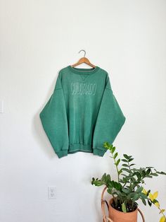 "VTG Colorado embroidered crewneck  Size 2X Ptp-55\" Soooo thick and cozy! In amazing condition, love all the cool seaming. Embroidered Colorado spellout" Oversized Winter Sweater With Embroidered Logo, Green Sweater With Embroidered Logo For Fall, Green Embroidered Logo Sweater For Fall, Fall Green Sweater With Embroidered Logo, Green Fall Sweater With Embroidered Logo, Green Crew Neck Sweatshirt With Embroidered Text, Green Sweatshirt With Embroidered Text For Streetwear, Green Casual Sweatshirt With Embroidered Text, Oversized Winter Sweater With Embroidered Text