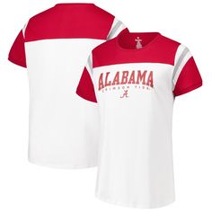 Celebrate another Alabama Crimson Tide victory with this Winning Gear T-Shirt from Fanatics. Made from breathable cotton fabric, this tee keeps you cool and comfortable, whether you're cheering from the stands or tailgating with fellow fans. The eye-catching stacked team graphics on the front boldly showcase your Alabama Crimson Tide spirit. Team-colored Short Sleeve Athleisure T-shirt, Team Logo Jersey Tops With Short Sleeves, Jersey Tops With Team Logo And Short Sleeves, Short Sleeve Jersey Tops With Team Logo, White Athletic Fit T-shirt With Letter Print, Collegiate Moisture-wicking T-shirt For College, Moisture-wicking Cotton Team Spirit T-shirt, Jersey Tops For Sports Season Fan Gear, Moisture-wicking Cotton T-shirt For Team Spirit