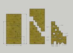 the plans and measurements for an unfinished stair case are shown in this image, with wood flooring on both sides