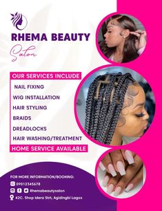 Beauty social media flyer Hair Dresser Design, Beauty Salon Uniform Ideas, African Hair Salon, Beauty Social Media, Agriculture Design