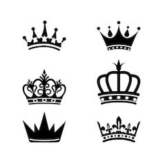 six crowns are shown in black and white