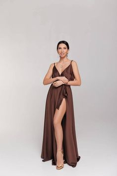 Chocolate Bridesmaid Dress, Bridesmaid Dress Brown, Dessert Sunset, Chocolate Brown Bridesmaid Dress, Chocolate Bridesmaid Dresses, Beige Bridesmaid Dress, Wrap Dress Wedding, School Dinner, Brown Bridesmaid Dresses