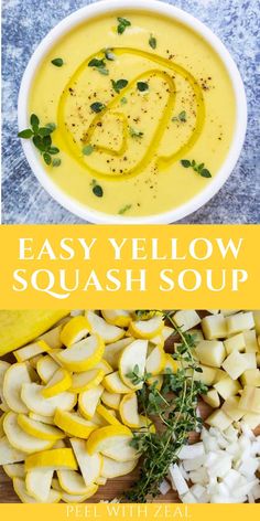 easy yellow squash soup recipe with potatoes and herbs