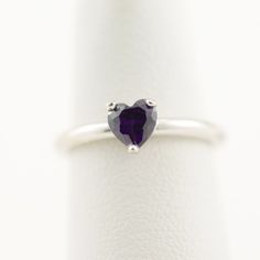 "Minimalist Sterling Silver Ring, Deep Purple Amethyst Color Gemstone, Heart Shaped. Dainty, Stack. Gift for Mom, Girlfriend, Sister, Friend, You! SOLID STERLING SILVER. February Birthstone. The unique jewelry you can find, a perfect gift for you and your loved one. Tell \"you are my heart!\" It's dainty but sturdy and can be worn every day. A special piece you'll truly treasure! High polished finish. The price is for ONE ring. This dainty, elegant, but sturdy ring comes in a gift box and SHIPS Sterling Silver Heart Shaped Amethyst Ring For Gift, Heart Shaped Sterling Silver Amethyst Ring Gift, Heart-shaped Sterling Silver Amethyst Ring Gift, Sterling Silver Heart Cut Amethyst Ring Gift, Heart Cut Amethyst Ring In Sterling Silver, Sterling Silver Heart Cut Amethyst Promise Ring, Sterling Silver Amethyst Ring For Valentine's Day Promise, Sterling Silver Amethyst Ring For Valentine's Day, Heart Cut Sterling Silver Amethyst Promise Ring