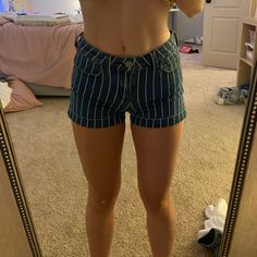 Super Cute Never Worn!!! Size 3 But Poshmark Doesn’t Have That Option So I Put Size 4!!! Trendy Striped Short Jean Shorts, Striped Denim Shorts, Altard State, Altar'd State, Striped Shorts, Jean Shorts, Blue White, Color Blue, Size 4