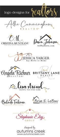 logos designed for realtors and real estate agent, including the name of their company