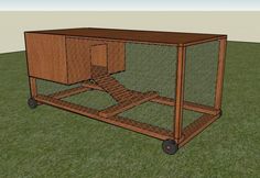 a drawing of a chicken coop on wheels