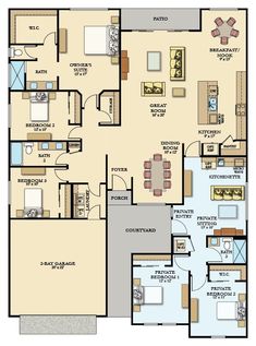 the floor plan for an apartment with two bedroom, one bathroom and three living areas