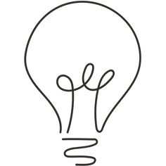 a black and white line drawing of a light bulb