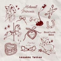 an old fashioned tattoo design with various items