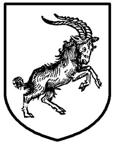 the coat of arms of an animal with horns and tail, vintage line drawing or engraving