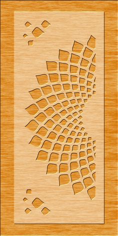 a wooden plaque with an abstract design on it