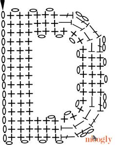 the letter d is made up of crosses and lines, which are drawn in different directions