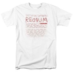 The Shining RedRum t-shirt retro 80's horror movie graphic tee WBM563 | eBay The Shining Redrum, Shining Redrum, 80s Horror, Movie Tees, Usa Outfit, Nightmare On Elm Street, The Shining, Stephen King, Horror Movie