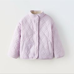 Zara Baby Toddler Kids Girl Reversible Nylon Faux Shearling Jacket Perfect Lilac Color For Spring 2-3y 5-6y Reversible Faux Fur Jacket With Hood And Cuffed Long Sleeves. Front Zip Closure. Front Pockets. Cute Summer Shirts, Faux Shearling Jacket, Zara Baby, Jacket With Hood, Fall Fits, Zara Kids, Winter Kids, Lilac Color, Spring Jackets