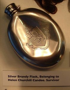 silver flask belonging to helen churchill candie survivor on display at museum