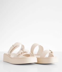 Soda Deals Double Buckle Platform Sandal - Cream US 6, Women's Ivory Faux leather strappy sandal Adjustable buckles Lightly cushioned footbed 2 heel. All man made materials.. WOMEN'S SHOE SIZE CONVERSION CHART US 5 6 7 8 9 10 11 12 EU 35-36 36-37 37-38 38-39 39-40 40-41 41-42 42-43 UK 3 4 5 6 7 8 9 10 *Conversion sizes may vary. Available in whole sizes. Half sizes need to go up to the next whole size. Apparel & Accessories > Shoes Cream Flat Synthetic Sandals, Synthetic Open Toe Jelly Sandals With Buckle Closure, Beige Sandals With Buckle Closure And Single Toe Strap, Synthetic Double Strap Wedge Sandals, Beige Synthetic Sandals With Single Toe Strap, Adjustable Strap Open Toe Jelly Sandals, Cream Open Toe Sandals With Buckle Closure, Beige Double Strap Sandals With Buckle Closure, Cream Open Toe Sandals With Heel Loop