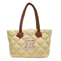 Kylethomasw 2024 Cute Stuffed Cotton Handbag For Women Fashion Cotton Shoulder Bag Female Down Jacket Satchel Girls Large Capacity Tote Bag Winter School Tote Shoulder Bag, Rectangular Shoulder Bag For School In Winter, Casual Winter Shoulder Bag With Double Handle, Casual Winter Satchel Shoulder Bag, Beige School Bags For Spring, Casual Double Handle Shoulder Bag For Winter, Casual Double Handle Winter Shoulder Bag, Beige Bag For Daily Use In Winter, Trendy School Bags For Winter