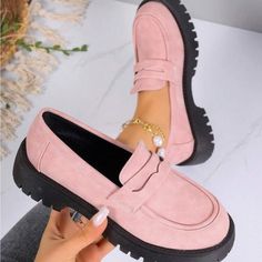 Super Cute And Stylish Ships In 5-10 Business Days Tags: #Shoes #Heels #Party #Newyears #Holiday #Sandals #Gold #Beautiful #Glitter Trendy Pink Flat Heel Loafers, Pink Suede Round Toe Loafers, Pink Suede Loafers With Round Toe, Casual Pink Closed Toe Loafers, Trendy Pink Flat Loafers, Casual Pink Almond Toe Loafers, Holiday Sandals, Rose Shoes, Sandals Gold