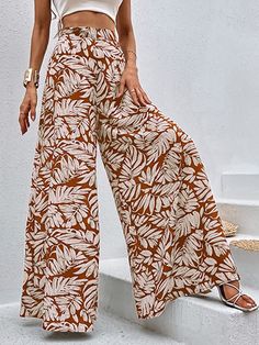 Flowy Pants Outfit, Palazzo Pants Pattern, Cm Pp, Outfits Sommer, Womens Palazzo Pants, Loose Wide Leg Pants, Pants High Waisted, Pantsuits For Women, Moda Boho