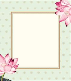 a pink flower on a green background with a gold border around the center and an empty space in the middle