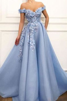 Beautiful Prom Dresses, A Line Prom Dresses, 3d Flowers, Prom Dresses Blue, Party Dress Long, Tulle Lace, Prom Party Dresses, Flower Dresses, Prom Dresses Long