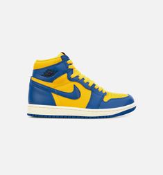 Red Jordan 1 Outfit, High Top Jordans, Blue Blazer Women, Sneakers Nike Jordan, Royal Blue Blazers, Jordan 1 Outfit, Blue High Tops, Blue Jordans, Yellow Sneakers