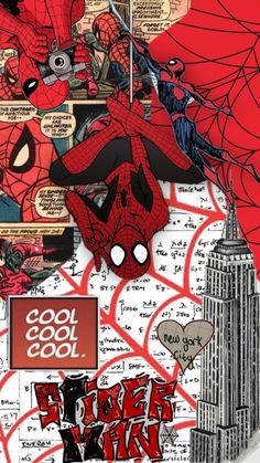 spider - man collage with the words cool cool cool