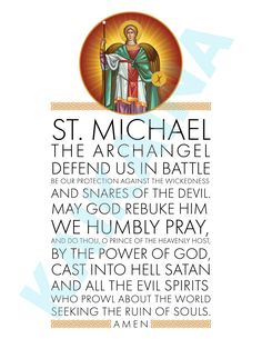 "Powerful prayer to Saint Michael the Archangel, \"Defend us in battle.\"  Illustrated with Byzantine image of the Archangel Michael.  Kaikaina Graphics posters, cards, and bookmarks are a wonderful accompaniment to any devotional practice. Once purchased, you can download and print unlimited copies on letter-size paper for personal use. These posters, cards, and bookmarks also make excellent gifts! THIS IS A DIGITAL PRINT. YOU WILL NOT RECEIVE A PHYSICAL PRODUCT! Please follow these directions Saint Michael Prayer, Byzantine Painting, Catholic Saints Prayers, St Michael Prayer, Catholic Prayers Daily, Saint Michael The Archangel, Archangel Prayers, St Michael The Archangel, Catholic Beliefs