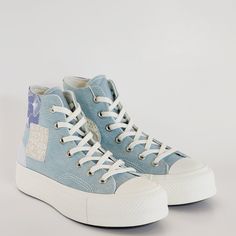 Converse Chuck Taylor All Star Hi High Top Denim Patchwork Blue / Blue / Egret Women's Platform Sneakers / Boots A06821c Nwt Brand: Converse Model: Chuck Taylor All Star Lift Hi Style Code: A06821c Color: Blue / Blue / Egret Gender: Women's Size Guide: Us Women's 6.5 / Uk 4.5 / Eur 37 / Cm 23.5 Us Women's 7 / Uk 5 / Eur 37.5 / Cm 24 Us Women's 8 / Uk 6 / Eur 39 / Cm 24.5 Decorative Denim These Aren't Your Grandma's Platformsbut They Probably Should Be. Taking Cues From Quilted Crafts, These Deni Patchwork Converse, Baby Blue Converse Platform, Platform Converse Light Blue, High Top Platform Converse, Blue Converse Canvas High-top Sneakers, Blue Converse High-top Canvas Sneakers, Amethyst Platform Converse 6.5 Womens, Platform Chucks, Blue Cotton Converse High-top Sneakers