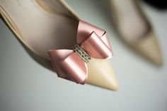 Powder Pink Bridal Shoe Clips, Rhinestone Shoe Clips, Blush Wedding Shoes, Handmade Shoe Clips, Mothers Day, Blush Wedding Shoe Clips With our handmade shoe clips you can change the look of many shoes and express your individual style and personality. If you're looking for handmade, glamorous and very feminine shoe accessories these Big 3D Bows - Powder Pink Glamour are a perfect choice! It's our original project, 100% handmade of shimmering powder pink fabric which is thick, very soft, durable Elegant Pink Wedding Shoes For Bridal Shower, Elegant Embellished Bridesmaid Wedding Shoes, Elegant Embellished Wedding Shoes For Bridesmaid, Pink Embellished Wedding Shoes For Formal Occasions, Gold Rhinestone Shoe Clips For Wedding, Elegant Pink Shoe Clips For Party, Elegant Rhinestone Shoe Clips For Wedding, Pink Bridal Shoes, Blush Wedding Shoes