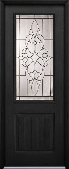 96" Courtlandt 2/3 Lite Knotty Alder Fiberglass Single Door Knotty Alder, Single Doors