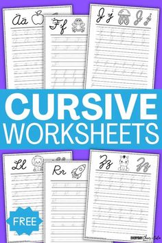 cursive worksheets for kids with the text cursive worksheets