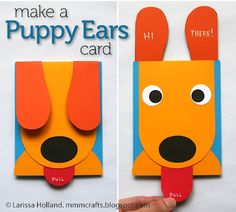 an image of a dog made out of paper with the words make a puppy ears card