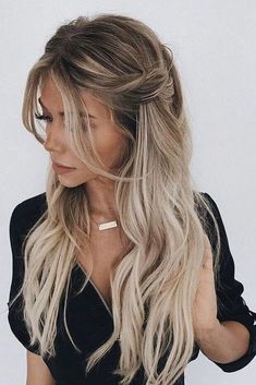 Down Wedding Hairstyles, Half Up Half Down Wedding, Half Up Half Down Hair Prom, Prom Hairstyles For Long Hair, Wedding Hair Inspiration, Wedding Hair Down, Penteado Cabelo Curto, Long Blonde, Easy Hairstyles For Long Hair