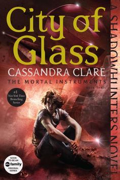 the cover to city of glass by cassandara clare, with an image of a woman sitting on her knees